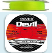 Monofilamento Rovex Devil Amarillo Fluor 100mts 0.30mm a 0.70mm