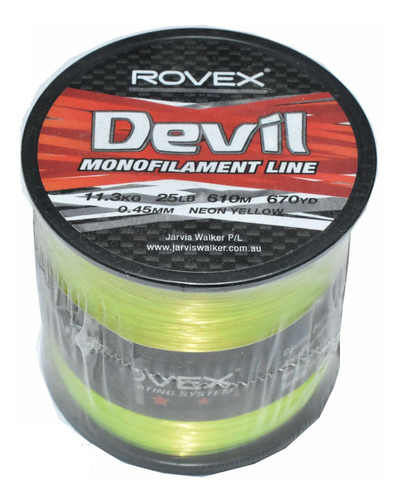 Monofilamento en Bobina Rovex Devil Amarillo Fluor 0.35mm a 0.70mm