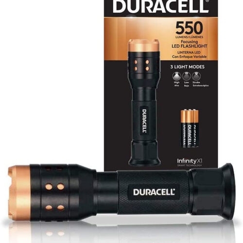Linterna de enfoque Duracell de aluminio 550 Lúmenes DF550 con pilas