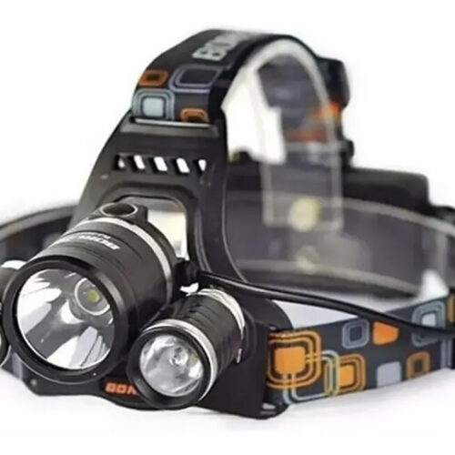 Linterna de cabeza súper potente led laterales color verde de 3W. Recargable.