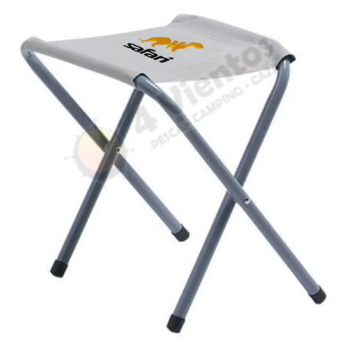 Taburete de cuatro patas en aluminio Safari